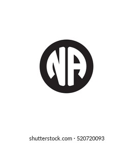 Initial letters NA circle shape monogram black simple logo