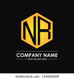 Initial letters NA hexagon shape logo design black gold