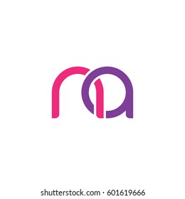 Initial letters na, round overlapping chain shape lowercase logo modern design pink purple
