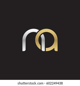 Initial letters na, round overlapping chain shape lowercase logo modern design silver gold