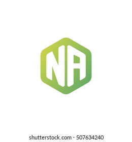Initial letters NA rounded hexagon shape green simple modern logo