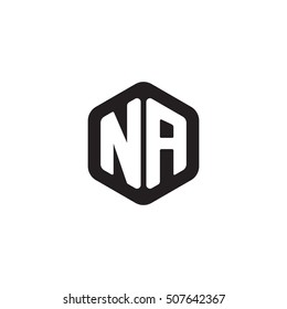 Initial letters NA rounded hexagon shape monogram black simple modern logo