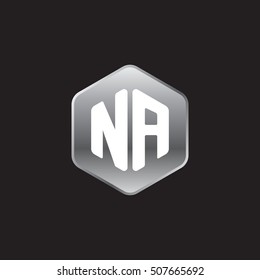 Initial letters NA rounded hexagon shape silver modern logo