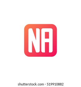 Initial letters NA rounded square shape red orange simple logo