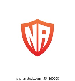 Initial letters NA shield shape red simple logo
