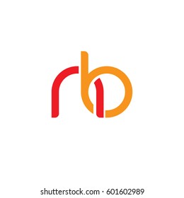 Initial letters nb, round linked overlapping chain shape lowercase logo modern design red orange