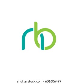 Initial letters nb, round overlapping chain shape lowercase logo modern design modern green