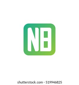Initial letters NB rounded square shape green simple logo