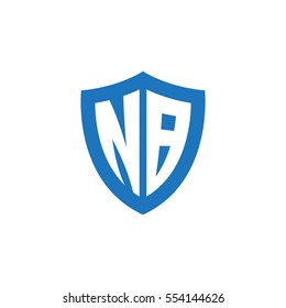 Initial letters NB shield shape blue simple logo