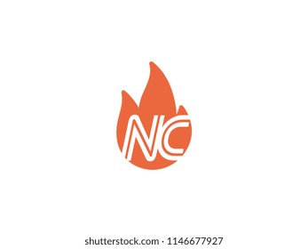 Initial letters NC in fire. Logo vector