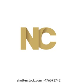 Initial letters NC overlapping fold logo brown gold
