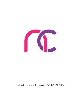 Initial letters nc, round overlapping chain shape lowercase logo modern design pink purple