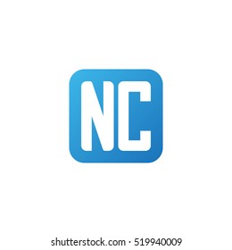 Initial letters NC rounded square shape blue simple logo