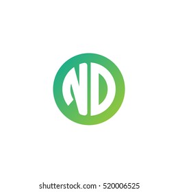Initial letters ND circle shape green simple logo