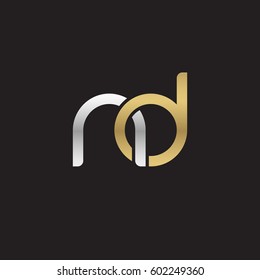 Initial letters nd, round overlapping chain shape lowercase logo modern design silver gold