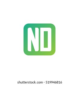 Initial letters ND rounded square shape green simple logo