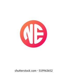 Initial letters NE circle shape red orange simple logo