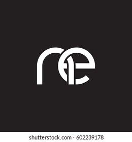 Initial letters ne, round overlapping lowercase logo modern design white black background