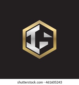 Initial letters IS negative space hexagon shape logo silver gold