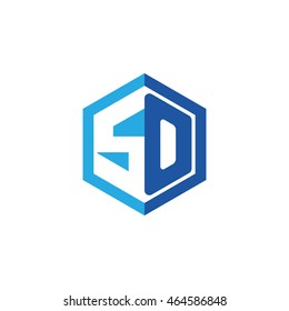 Initial letters SO negative space hexagon shape logo blue