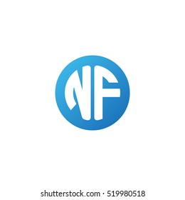 Initial letters NF circle shape blue simple logo