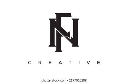 Initial letters NF, FN monogram logo design with creative style alphabet symbol. NF, FN spiral letters universal elegant vector emblem, logotype. Graphic alphabet symbol for corporate identity