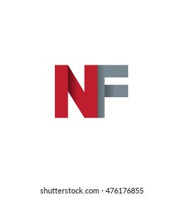 Initial letters NF overlapping fold logo red gray