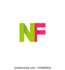 Initial letters NF overlapping fold logo green magenta