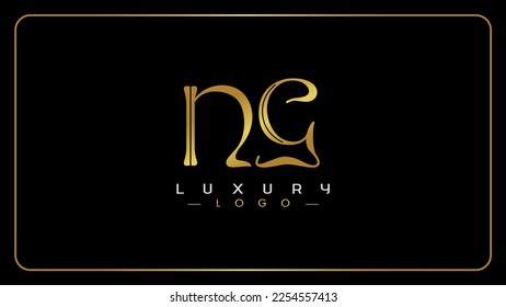 Initial letters NG creative luxury logo design, Isolated on a black background.