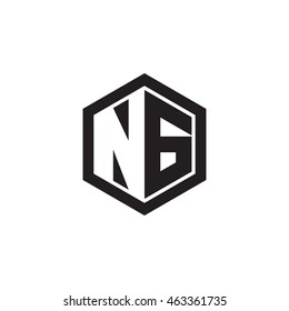 Initial letters NG negative space hexagon shape monogram logo