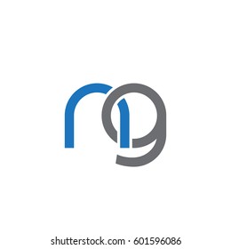 Initial letters ng, round linked overlapping chain shape lowercase logo modern design blue gray