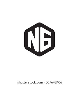 Initial letters NG rounded hexagon shape monogram black simple modern logo