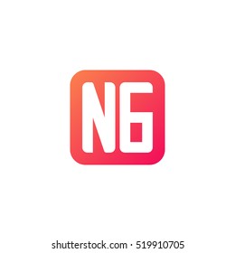 Initial letters NG rounded square shape red orange simple logo