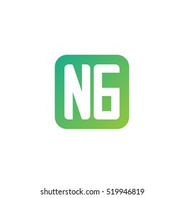 Initial letters NG rounded square shape green simple logo