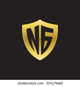 Initial letters NG shield shape gold logo