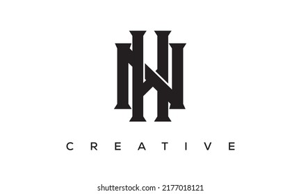 Initial letters NH, HN monogram logo design with creative style alphabet symbol. NH, HN spiral letters universal elegant vector emblem, logotype. Graphic alphabet symbol for corporate identity