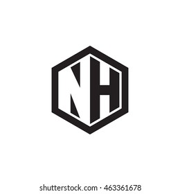 Initial letters NH negative space hexagon shape monogram logo