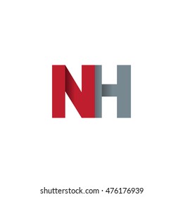 Initial letters NH overlapping fold logo red gray