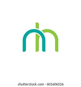 Initial letters nh, round overlapping lowercase logo modern design modern green