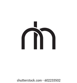Initial letters nh, round overlapping lowercase logo modern design monogram black