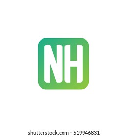 Initial letters NH rounded square shape green simple logo