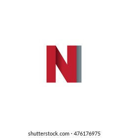 Initial letters NI overlapping fold logo red gray