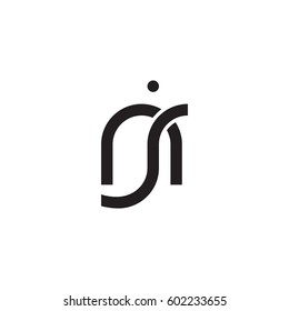 Initial letters nj, round overlapping lowercase logo modern design monogram black