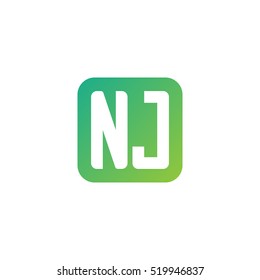 Initial letters NJ rounded square shape green simple logo