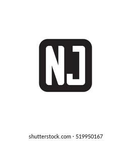 Initial letters NJ rounded square shape monogram black simple logo