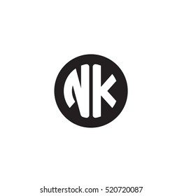 Initial letters NK circle shape monogram black simple logo