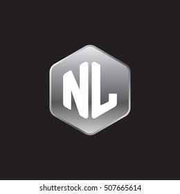 Initial letters NL rounded hexagon shape silver modern logo
