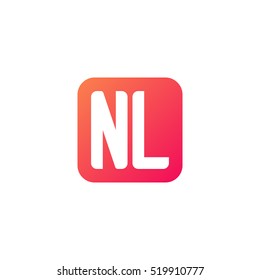 Initial letters NL rounded square shape red orange simple logo