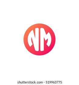 Initial letters NM circle shape red orange simple logo