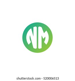 Initial letters NM circle shape green simple logo